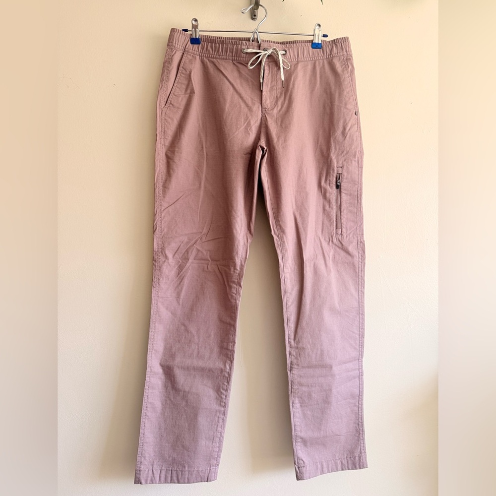 Vuori Women's hiking drawstring pull on organic cotton Pants - Mauve size‎ large - Picture 2 of 15